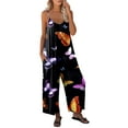 thumbnail image 2 of Summer Clearance Sale! Joau Jumpsuits for Women Casual Summer Sleeveless V Neck Spaghetti Strap Baggy Jumpsuits Loose Fit Floral Print Long Pants Romper Overalls, 2 of 7