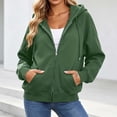 thumbnail image 4 of Sevevn Women's Lightweight Hoodies Full Zip Up Oversized Sweatshirts with Pockets Long Sleeve Casual Hooded Jackets Army Green M, 4 of 8