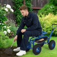thumbnail image 3 of Siège de Travail de Jardin Roulant – Chariot Robuste avec Rotation à 360° – Charge de 400 lb – Pneus Tout-Terrain de 10 Pouces – Poignée Extensible et Plateau à Outils – Plantation, Désherbage et Cour, 3 of 8