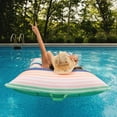 thumbnail image 4 of Big Joe Lagoon Lounger No Inflation Needed Pool Float, Rivera Stripe Turquoise Double Sided Mesh, Quick Draining Fabric, 5 feet Giant, 4 of 7