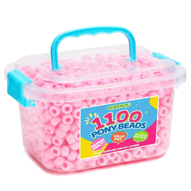 Gaganiu 1100+ Piezas De Cuentas De Pony Para Hacer Joyas En Tarro, Cuentas De Pulsera, Cuentas Para Trenzas De Pelo, Cuentas De Pony De Plástico, Cuentas Kandi A Granel (Plnky)