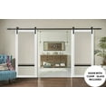 thumbnail image 3 of Sturdy Double Barn Door 60 x 96 inches | Lucia 2666 White Silk Clear Glass | Stainless Steel 13FT Rail Hangers Heavy Set | Solid Panel Interior Doors, 3 of 6