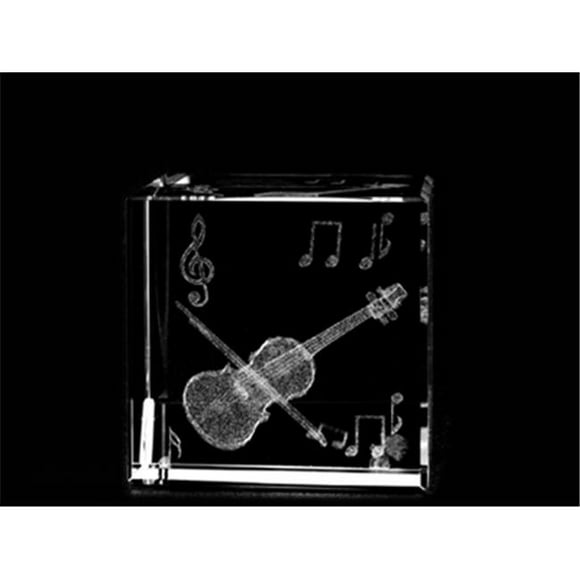 1161-50-26 2 L x 2 H x 2 W in. Crystal Laser-Engraved Violin Music Laser-Cut