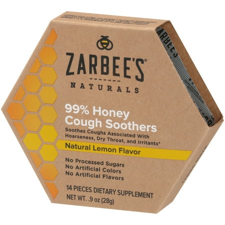 Zarbee's Naturals 99% Honey Cough Soothers, Natural Lemon Flavor, 14
