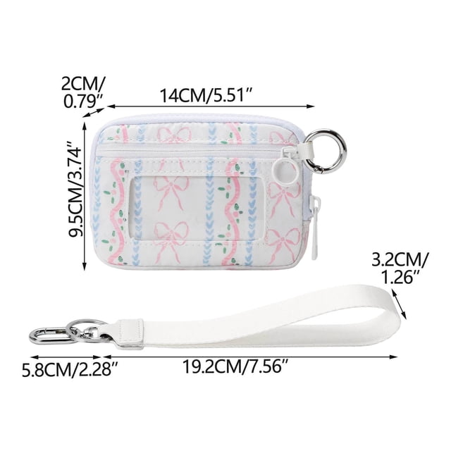 Bow Bow Bow Portable Waterproof Wristlet Pouch with Clear Card Slot - Bow Pattern Series