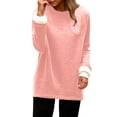 thumbnail image 2 of larppty Women Warm Sherpa Lined Fleece Crewneck Sweatshirt Pullover Loungewear for Winter (Pink, M), 2 of 7