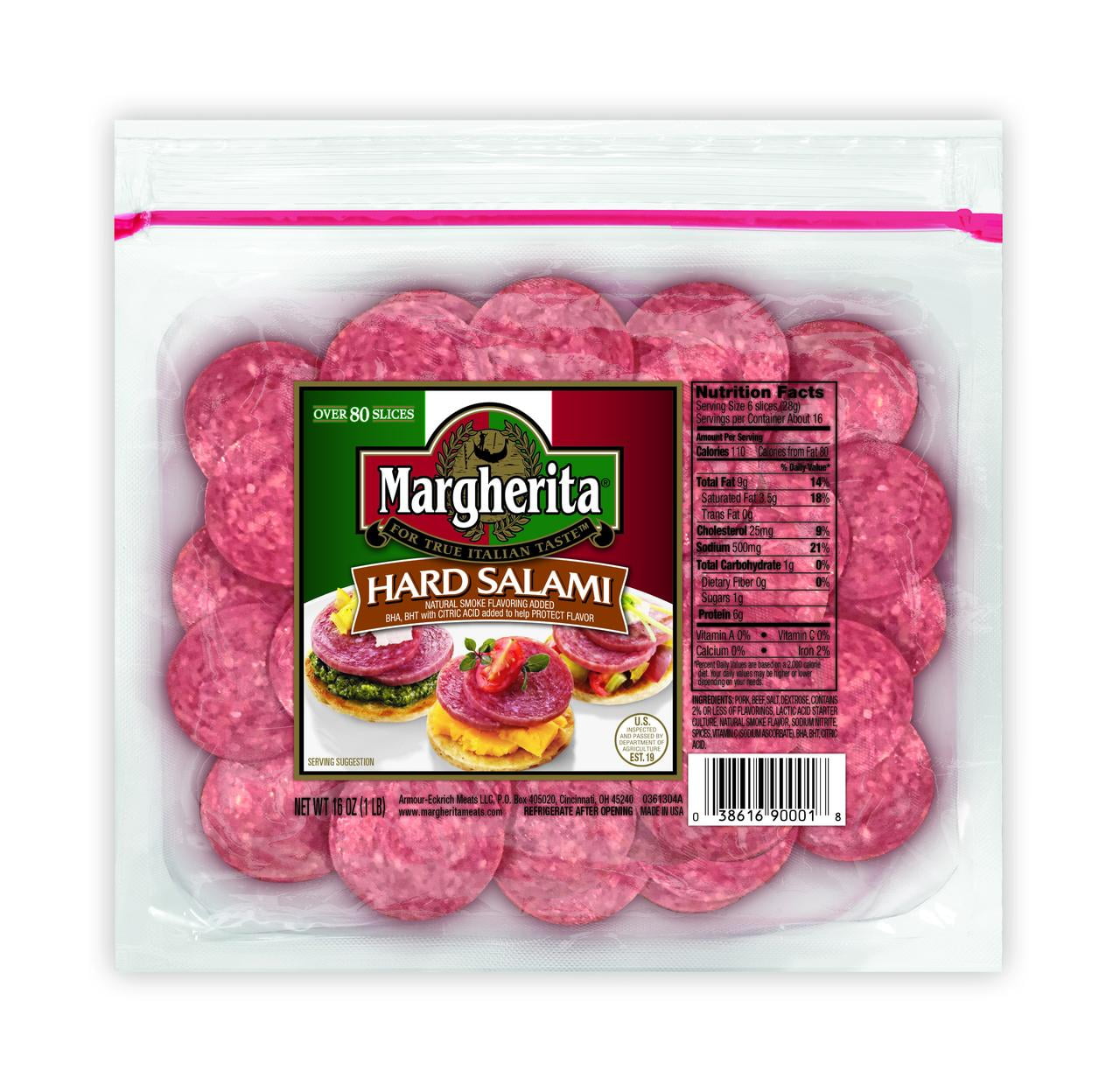 Margherita Sliced Hard Salami, 16 oz