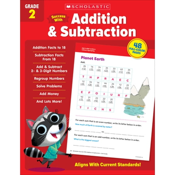 Pre-Owned Scholastic Success with Addition & Subtraction Grade 2 Workbook (Paperback) 1338798294 9781338798296