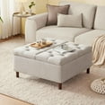 thumbnail image 6 of 35 Inch Extra Large Storage Ottoman Coffee Table, Oversized Square Ottoman with Storage, Tufted Upholstered Ottomans Coffee Tables for Living Room (Fabric, Light Grey), 6 of 7