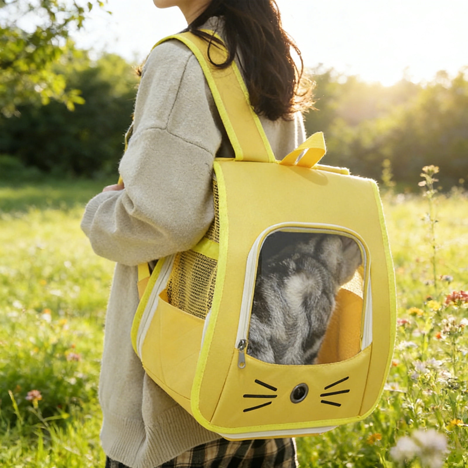 Msgweeeg Cats Bag Carrier Cats Carrier Handheld Backpack 2 In 1 Cats Carrier Foldable Pet Backpack for Small Dogs Cats Pet Sling Carrier Suitable for Outdoor Hiking Vet Visits Travel