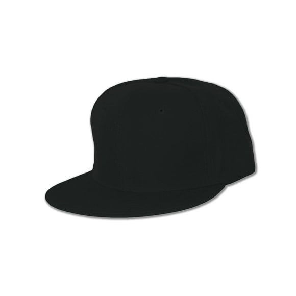 Chapeau de Baseball Blank Flat Bill (Plus de Couleurs Disponibles), 7 5/8-Noir