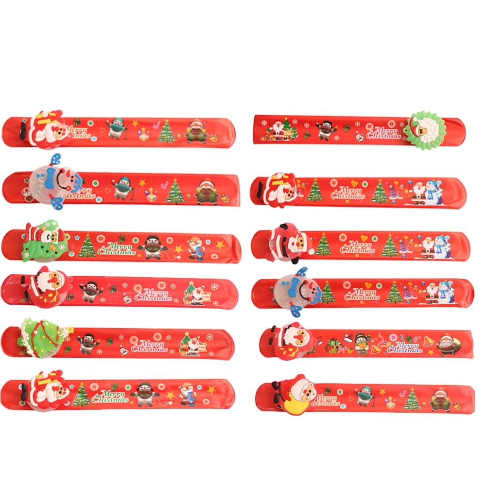 12 Pcs Christmas Slap Bracelets Christmas Slap Wristbands Funny