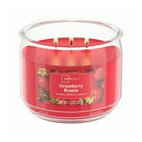 Mainstays 3-Wick Scented Glass Jar Candle, Strawberry Breeze, 11.5oz.
