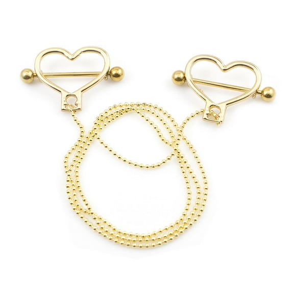 Nipple Barbell Chain with 18" Ball Chain Made of Surgical Steel 14g