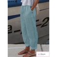 thumbnail image 4 of Yungyresw Linen Pants Women Solid Color Loose Wide Leg High Waisted Pants, Temperament Cotton Linen Straight Casual Pants with Pocket, Palazzo Pants for Women Light Blue M, 4 of 5