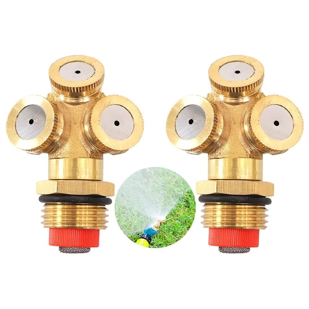 2 Pieces Brass Misting Spray Nozzle,Misting Spray Nozzle,3 Holes Spray