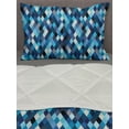 thumbnail image 3 of Modern Comforter & Sham Bedding Set, Fashion Triangles Hexagons and Geometrical Shapes in Blue and White Colors Image, 3 pcs Duvet Set Microfiber Filling Quilt, 5 Sizes, Multicolor, by Ambesonne, 3 of 4