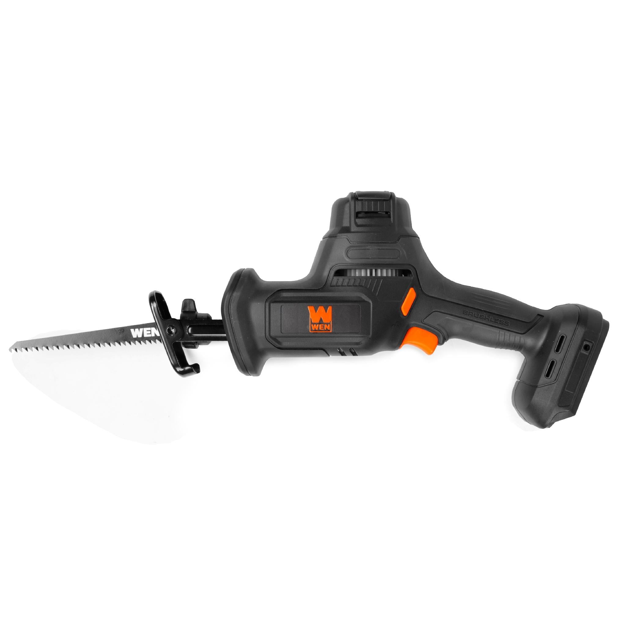 WEN 20631 20V Max Cordless Reciprocating Saw, Brushless Compact One-Handed Design with 4.0 Ah Lithium-Ion Battery and Charger