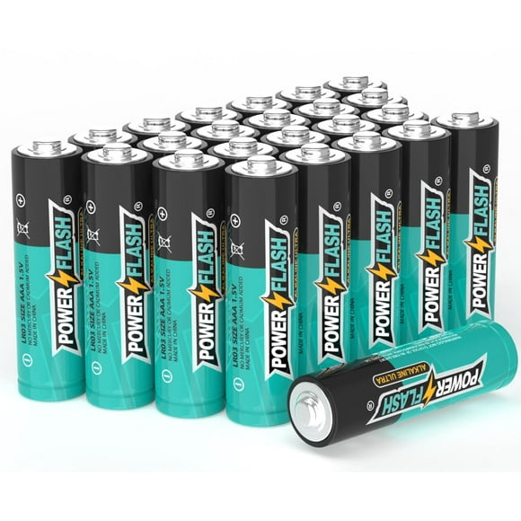Baterías AAA POWER FLASH, paquete de 24 (con nueva fecha de vida útil) Baterías triples AAA de larga duración, baterías de 1,5 V, vida útil de 10 años, a prueba de fugas, liberación de baterías AAA de