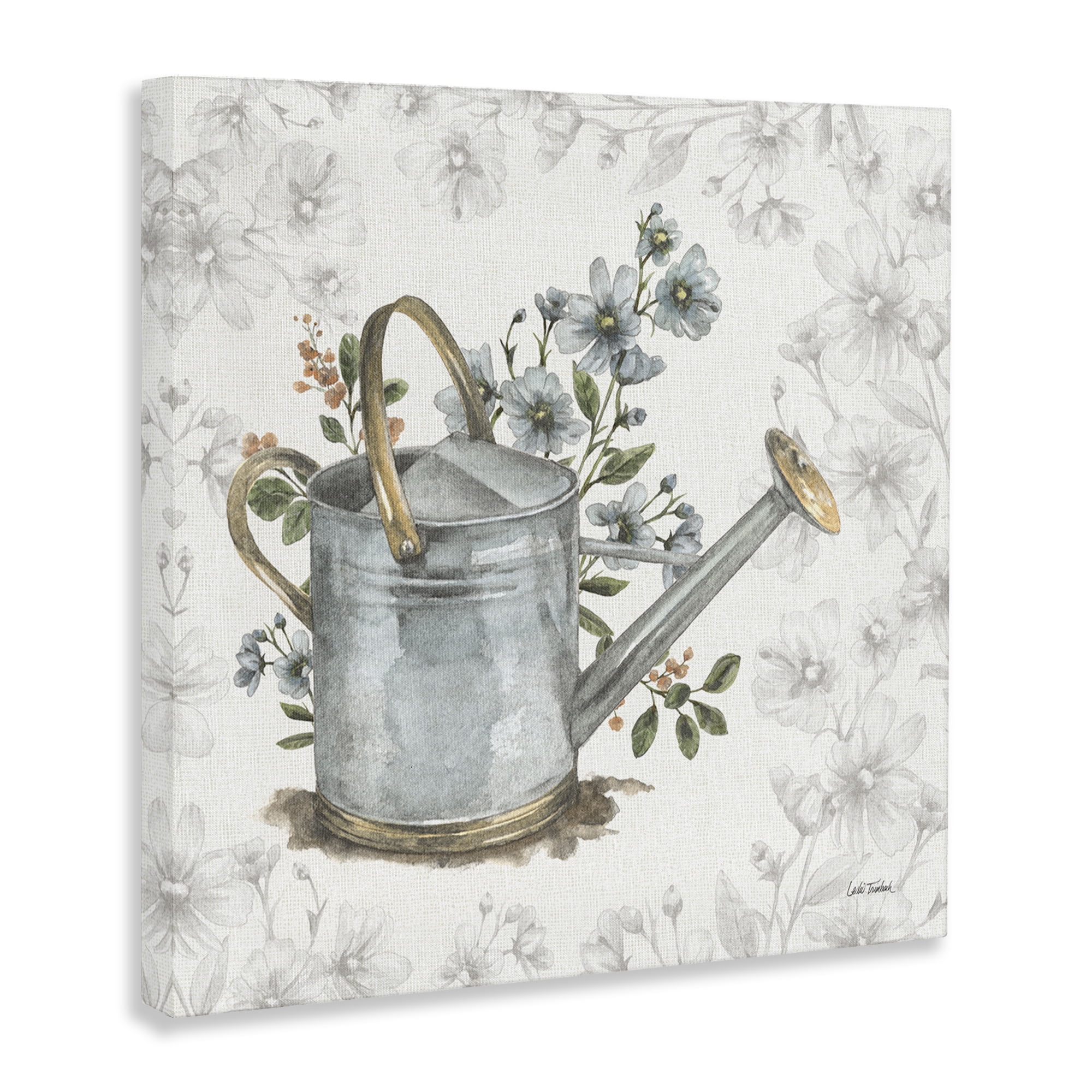 Stupell Industries Floral Watering Can Botanical & Floral Painting Gallery Wrapped Canvas Art Print Wall Art, 24 x 24