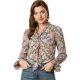 thumbnail image 1 of Blusa con cuello En V Allegra K lazo floral Rosa verde M, 1 of 6