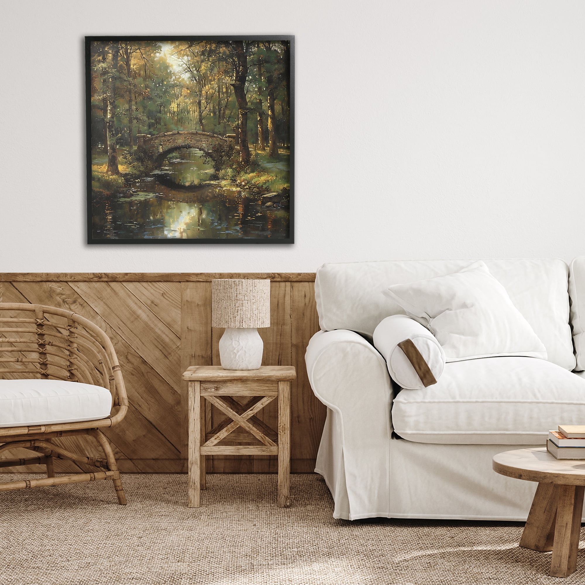 Stupell Industries Forest Bridge in Autumn Light Black Framed Giclee Art, design by Creative Studio