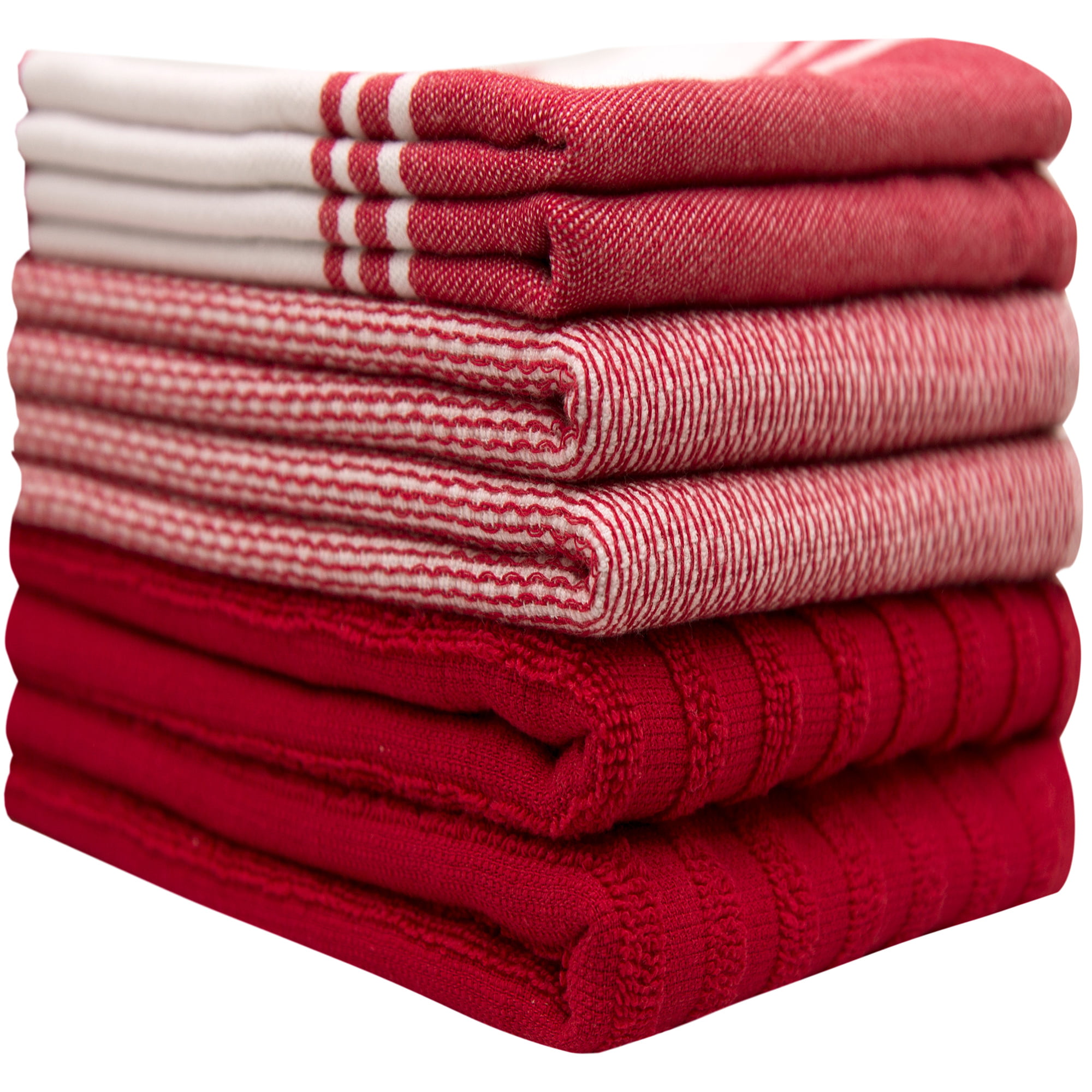 Bumble Towels Premium Kitchen Towels (20”x 28”, 6pc Pack) Large Cotton  Kitchen Hand Towels – Check Flat & Terry Tea Towels Set - Grey Color 