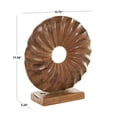 thumbnail image 3 of 16" x 17" Brown Teak Wood Handmade Dimensional Circular Sun Sculpture with Center Cutout, by DecMode, 3 of 9