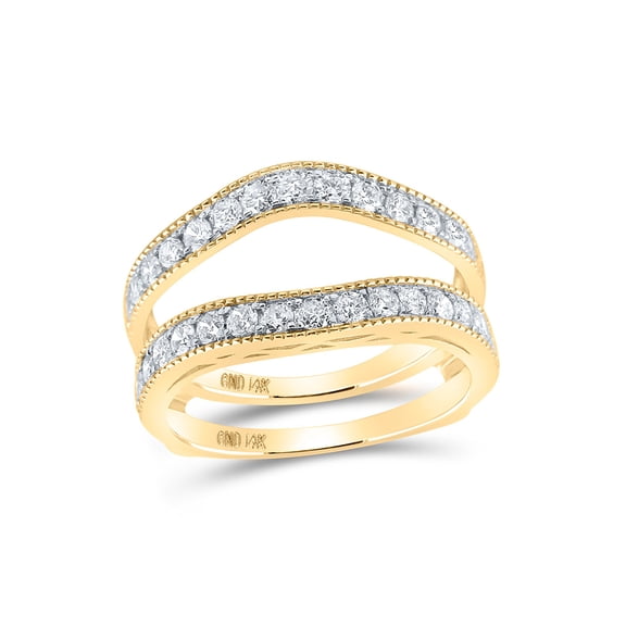 14kt Yellow Gold Womens Round Diamond Wedding Wrap Ring Guard Enhancer 1 Cttw