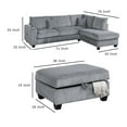 thumbnail image 5 of Roe 3pc Sectional Sofa Set w Chaise, Ottoman, 2 Pillows, Fog Gray, 5 of 6