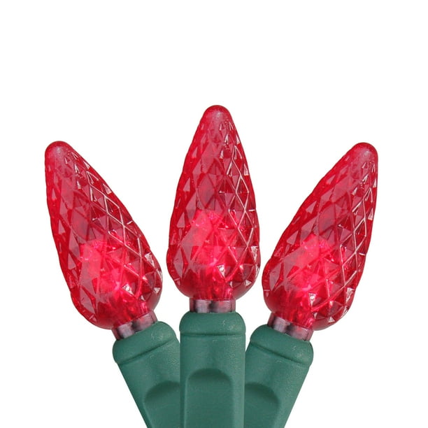 Vickerman 50ct Commercial Grade Faceted LED C6 Christmas Lights Magenta