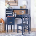 thumbnail image 6 of Guidecraft Taiga Kids Desk and Chair Set with Hutch - Navy: Kids Wooden Computer Desk with Storage Drawers and Shelves | Kids Study Table for Bedroom, 6 of 6