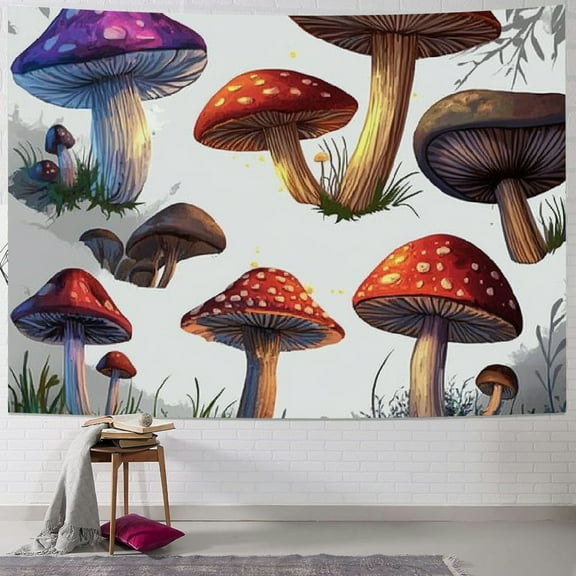 Patifu Mushrooms Tapestry Wall Hanging Unique Style Graphic Tapestries for Home Wall Decor Art Living Room Bedroom Farmhouse Dorm 40x30inch