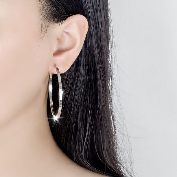 Pendientes de aro de plata 925 para mujer, 30 mm, aros grandes y ligeros, ideales para regalar.