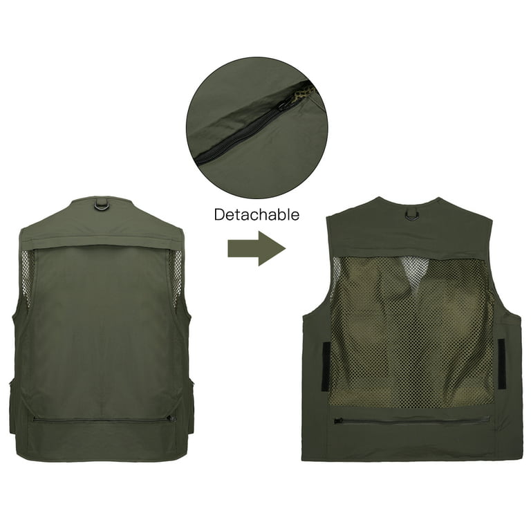 Anself Fishing Photography Vest Summer Multi Pockets Mesh Jackets Quick Dry Waistcoat, Size: Medium, Black