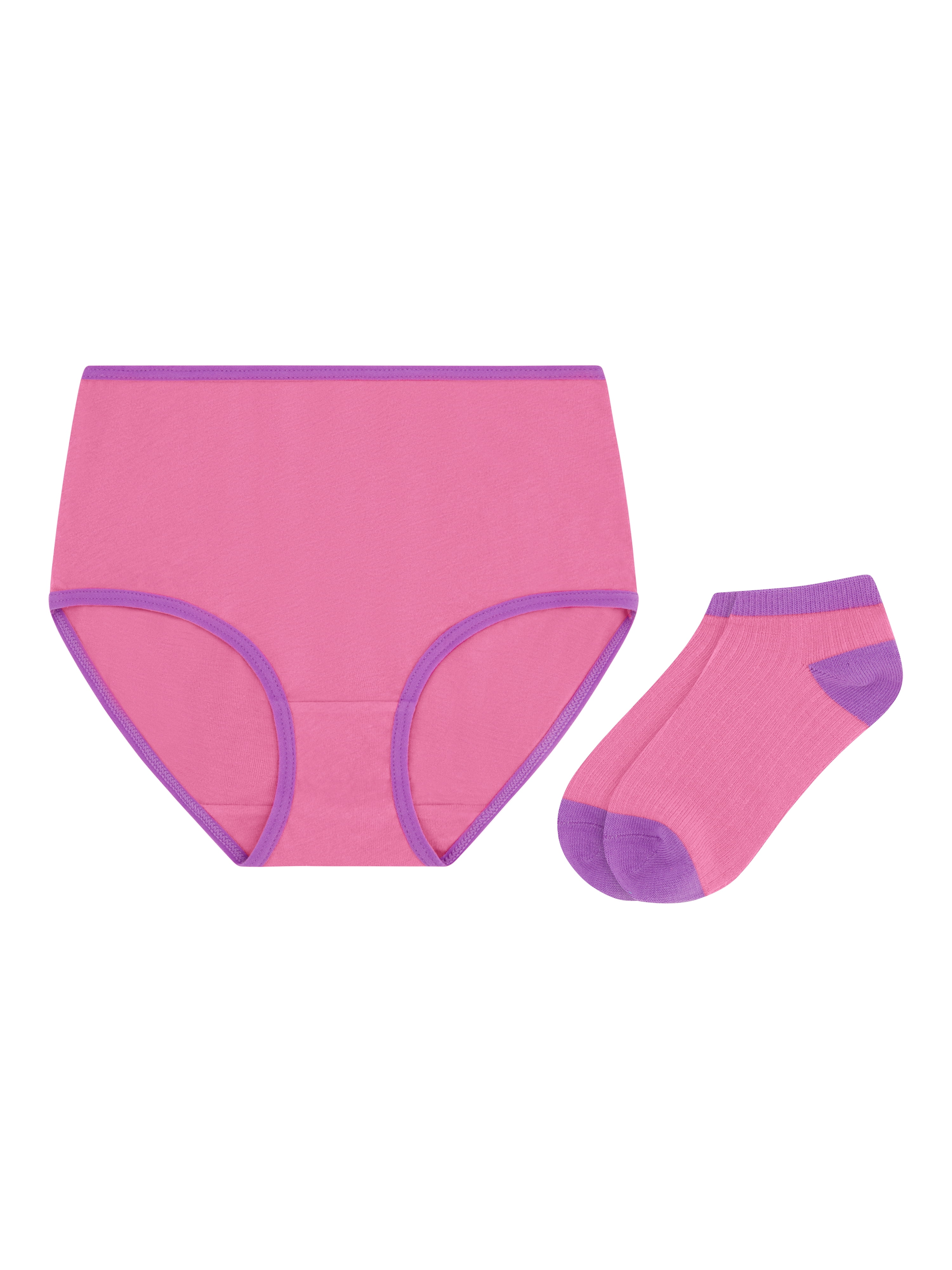 Wonder Nation Girls Cotton Underwear & Socks Bundle, 14-Pack, Sizes 4-16