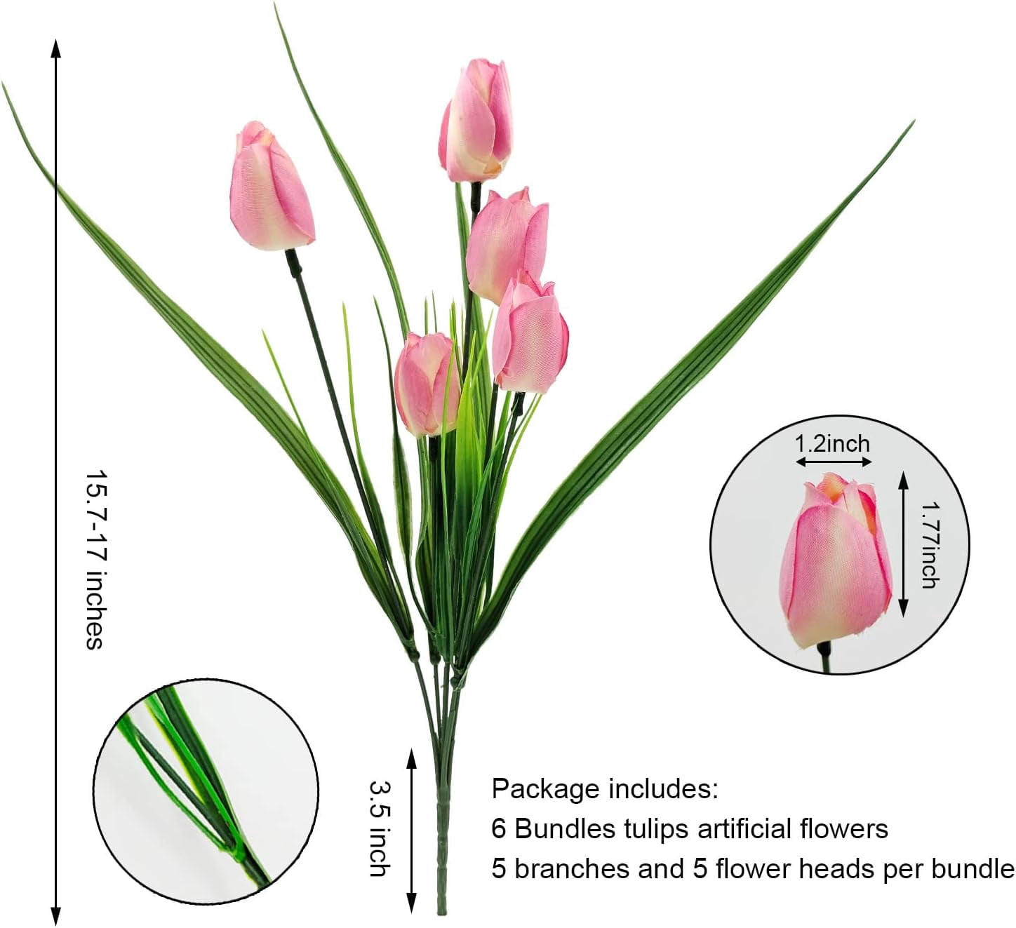 Morttic 8 Pcs Tulips Artificial Flowers for Outdoors, Fake Plants Faux Plastic Silk Floral Arrangement for Home Indoor Outside Table Vase Garden Spring Decor
