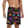 thumbnail image 2 of Kdxio Colorful Floral2 Print Mens Sleep Shorts Bottoms Soft Comfy Pajama Wear Pants with Drawstring Pockets, 2 of 7