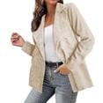 thumbnail image 1 of IMENGL Fall winter solid color corduroy cardigan jacket, Beige 2XL, Size M-3XL, 1 of 4