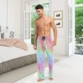 thumbnail image 7 of Men's Sleep Pants Lightweight Pjs Sleepwear Comfortable Lounge Pants Bottom Pants with Pocket Pastel Rainbow Tie-dye, 7 of 7