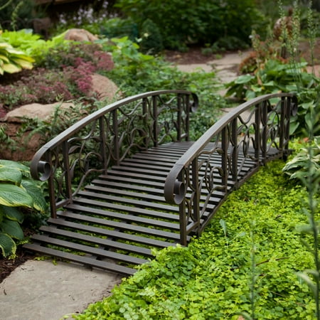 Red Cedar Garden Bridge - Coral Coast Willow Creek 6-ft. Metal Garden Bridge