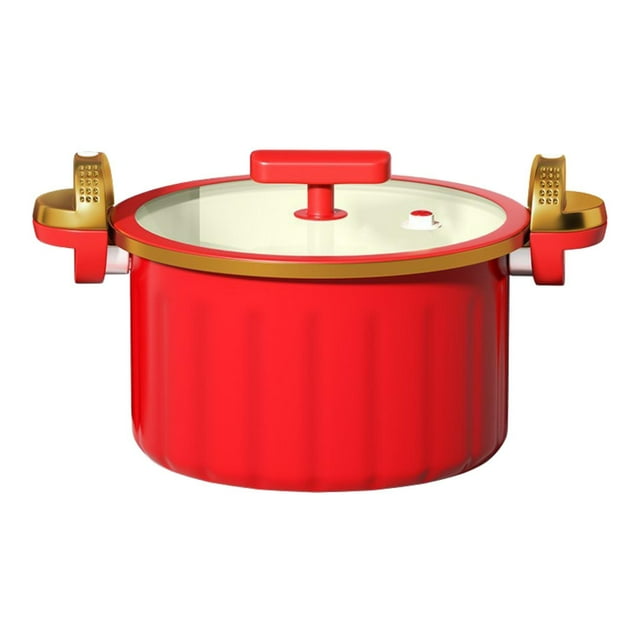 Pot de sopa 7L con bote micro a presión resistente al calor de la tapa para cereales de alimentos leche rojo