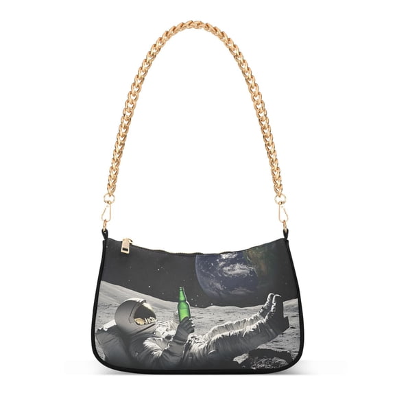 FORMRS Womens Shoulder Bag with Chain Strap Clutch Purse Cute Tote Handbag, Space Earth