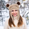 thumbnail image 2 of Gorro de invierno Adorable con orejas de oso, gorro de invierno de felpa con orejeras, gorro de caza al aire libre, gorro cálido, cómodo gorro de invierno, gorro de felpa, 2 of 8