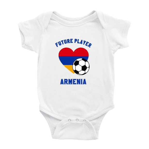 Future Soccer Player Armenia Soccer Fan Cute Baby Bodysuit Jumpsuits (White, 3-6 Months)