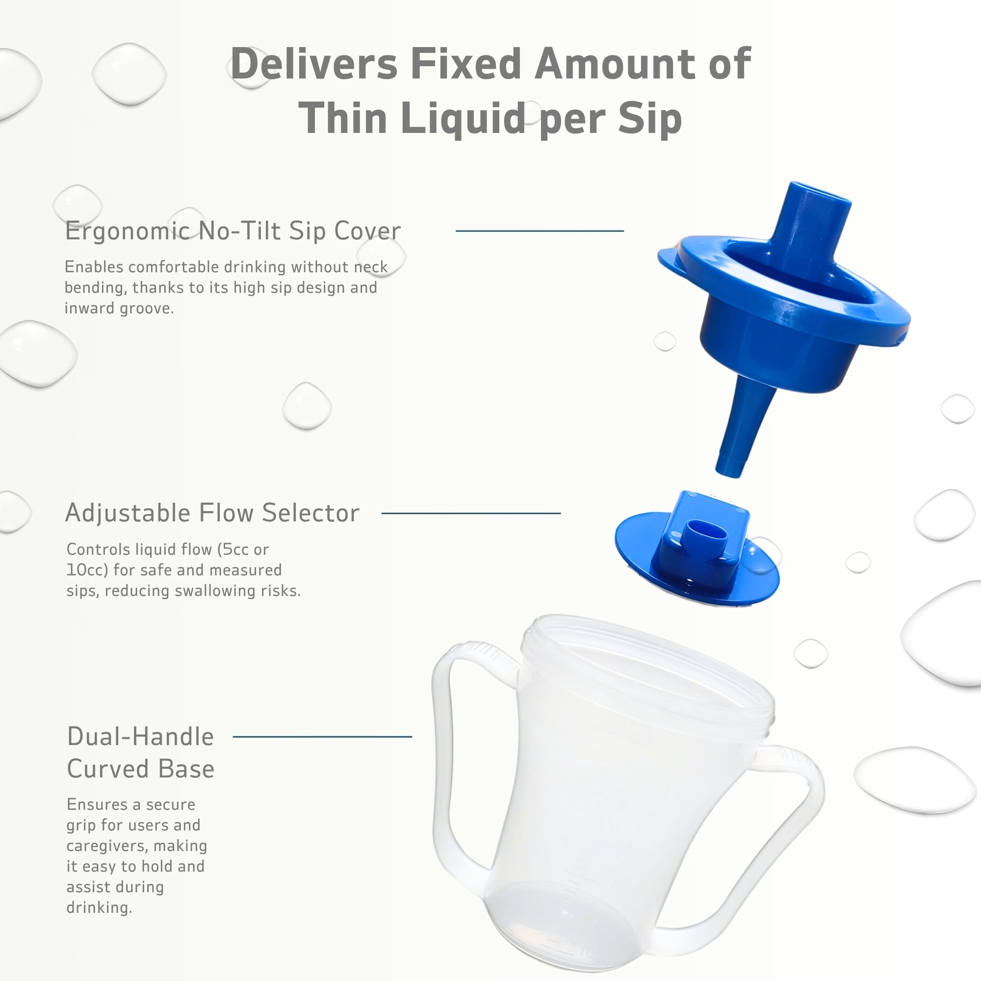 Dysphagia Cups for Adults - Medical Grade 5cc/10cc Regulating Cup with Dual-Position Design - Safe Drinking While Sitting or Lying - Professional Dysphagia Cup for Stroke, Limited Mobility