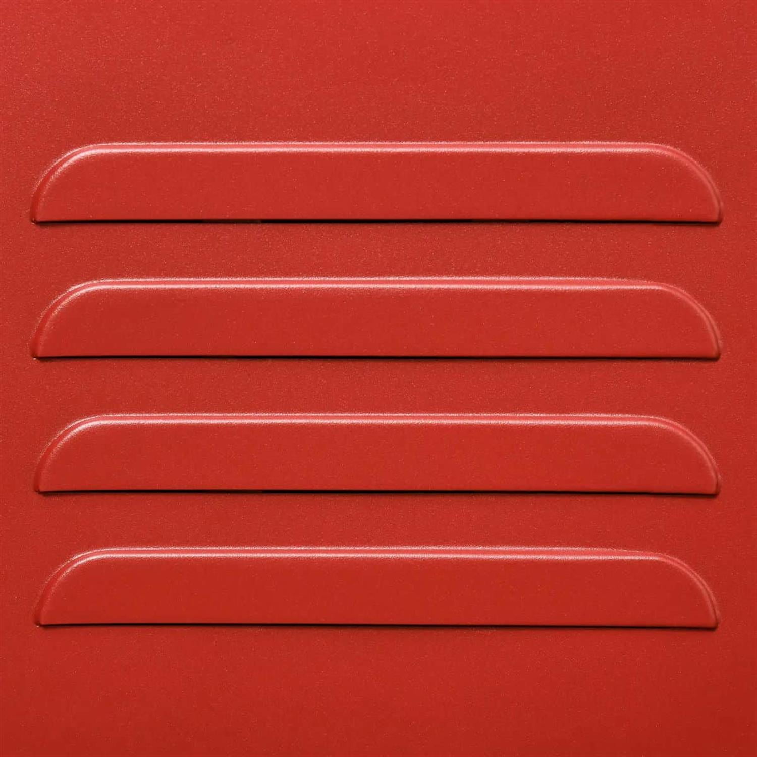 Demi Bonn 19" Industrial Metal End Table, Rustic Living Room Side Table with Lockable Door and Adjustable Shelf for Home Decor, Red