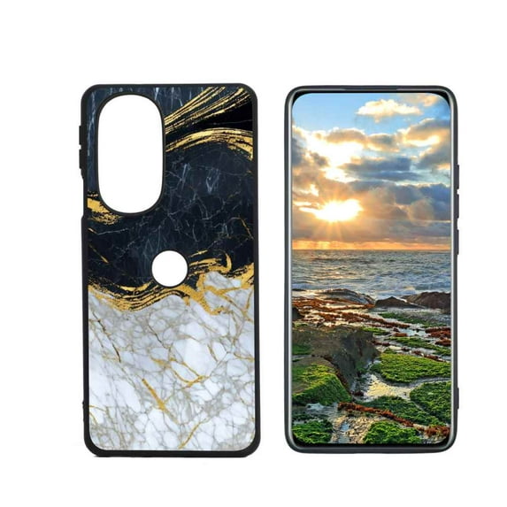 Compatible with Moto Edge+ (2022) Phone Case, White-Golden-Marble-109-jpg-0-2 Case Men Women, Flexible Silicone Shockproof Case for Moto Edge+ (2022)
