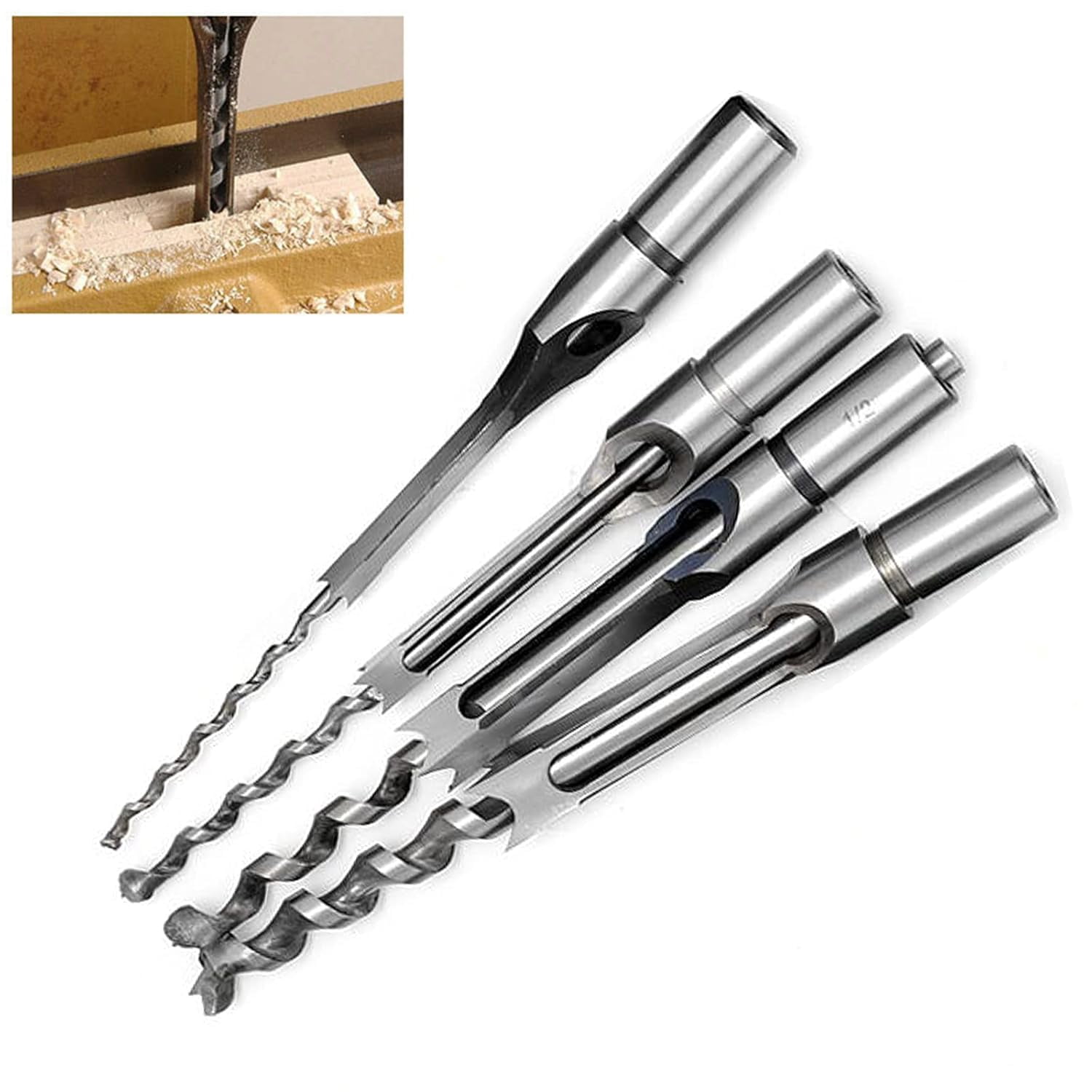 YUEWO Mortising Attachment for Drill Press, Bench Drill Locator Set, Square Hole Hollow Chisel Mortiser Drill Bit for Woodworking, Mortise and Tenon Joint Tools 2.56"
