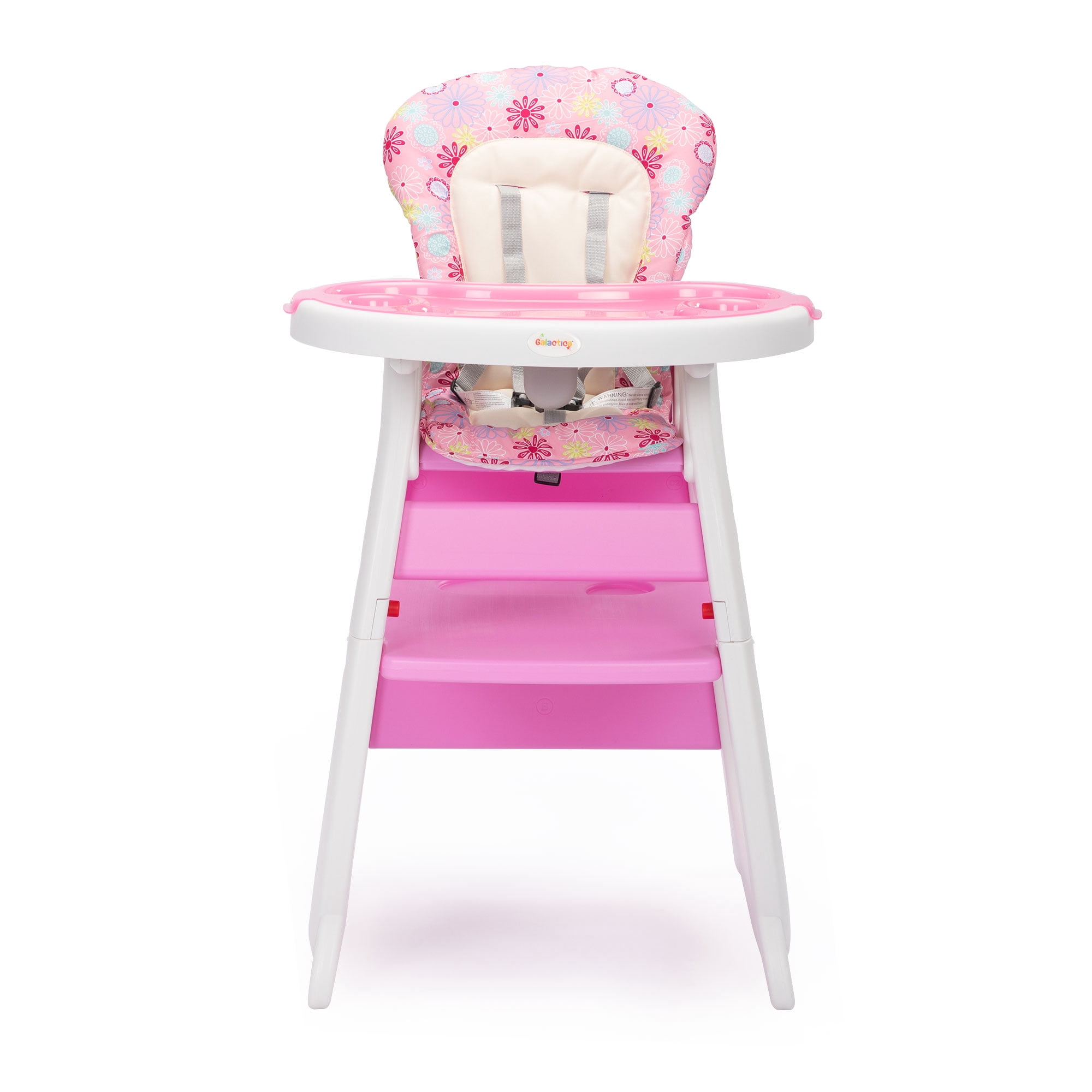 TOBBI 3 in 1 Baby High Chair Convertible Toddler Table Chair Set, Play Seat Booster with Feeding Tray, Adjustable Seat Back, Pink